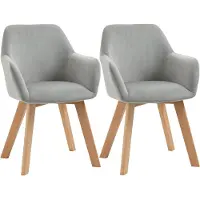 HOMCOM chaises de salle à manger set de 2 - gris - 54L x 57W x 80H cm