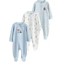 Next Pyjama bleu clair / jaune / rouge rouille / blanc