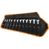 Neo Tools Jeu de 12 clés mixtes plates à cliquet avec interrupteur/levier de changement de vitesse 8-19 mm