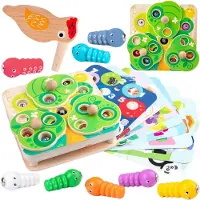 Tooky Toy Jeu d'arcade en bois 2 en 1 Tirez les insectes pour les enfants