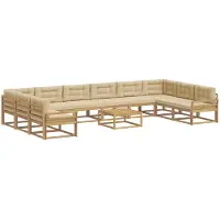 vidaXL Ensemble de canapés d'extérieur avec coussins, 11 pièces, blanc et beige