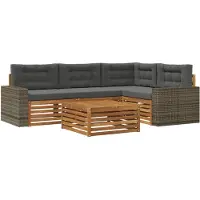 vidaXL Ensemble de canapés d'extérieur , 5 pièces, couleur nature et anthracite, 79 x 79 x 37 cm