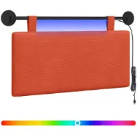 vidaXL Tête de lit suspendue avec éclairage LED, tissu cordé rouge-orange