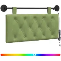 vidaXL Tête de lit suspendue avec éclairage LED, velours vert clair