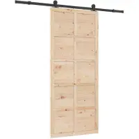 vidaXL Porte coulissante , 90 x 208 cm, en bois massif de pin, finition naturelle