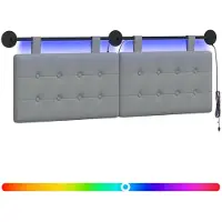 vidaXL Tête de lit suspendue avec éclairage LED, tissu gris clair
