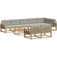 vidaXL Ensemble de canapés d'extérieur , 9 pièces, blanc et gris clair, 79 x 79 x 37 cm