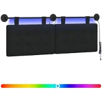 vidaXL Tête de lit suspendue avec éclairage LED, tissu noir