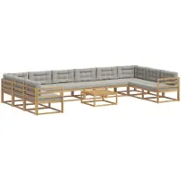 vidaXL Ensemble de canapés d'extérieur avec coussins, 11 pièces, blanc et gris clair