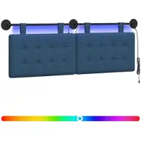 vidaXL Tête de lit suspendue avec éclairage LED, tissu bleu