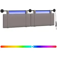 vidaXL Tête de lit suspendue avec éclairage LED, tissu taupe