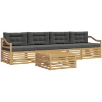 vidaXL Ensemble de canapés d'extérieur , 5 pièces, blanc et anthracite, bois massif d'acacia