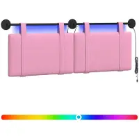 vidaXL Tête de lit suspendue avec éclairage LED, tissu rose