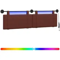 vidaXL Tête de lit suspendue avec éclairage LED, brun brillant, imitation cuir antique