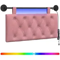 vidaXL Tête de lit suspendue avec éclairage LED, velours rose