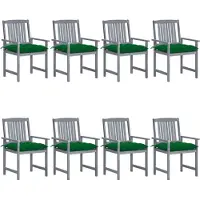 vidaXL Gartenstühle mit Kissen 8 Stk. Massivholz Akazie Grau