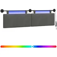 vidaXL Tête de lit suspendue avec éclairage LED, tissu velours gris foncé