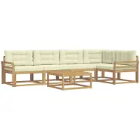 vidaXL Ensemble de canapés d'extérieur , 6 pièces, blanc et crème, en polyester