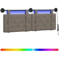vidaXL Tête de lit suspendue avec éclairage LED, gris antique, PU