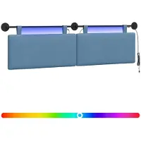 vidaXL Tête de lit suspendue avec éclairage LED bleu en velours