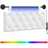 vidaXL Tête de lit suspendue avec éclairage LED, tissu blanc