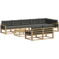 vidaXL Ensemble de salon de jardin , 9 pièces, blanc et anthracite, en polyester
