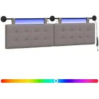 vidaXL Tête de lit suspendue avec éclairage LED, tissu taupe