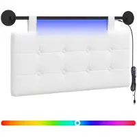 vidaXL Tête de lit suspendue avec éclairage LED, tissu blanc