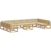 vidaXL Ensemble de canapés d'extérieur avec coussins, 11 pièces, blanc et beige
