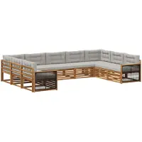 vidaXL Ensemble de canapés d'extérieur avec coussins 9 pièces Naturel et gris clair