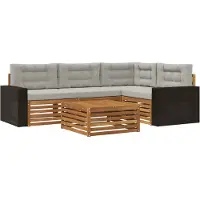 vidaXL Ensemble de canapés d'extérieur , 5 pièces, en polyester naturel et gris clair