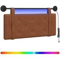 vidaXL Tête de lit suspendue avec éclairage LED, marron,Polyuréthaneaspect vieilli