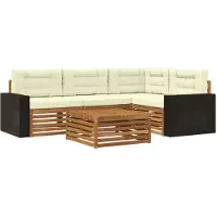 vidaXL Ensemble de canapés d'extérieur , 5 pièces, couleur nature et crème, 79 x 79 x 37 cm