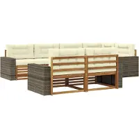vidaXL Ensemble de salon de jardin 7 pièces, couleurs naturelles et crème