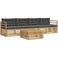 vidaXL Ensemble de canapés d'extérieur , 5 pièces, blanc et anthracite, bois massif d'acacia