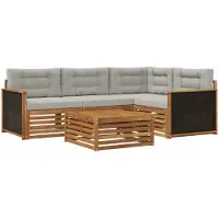 vidaXL Ensemble de canapés d'extérieur , 5 pièces, gris naturel et clair