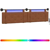 vidaXL Tête de lit suspendue avec éclairage LED, marron,Polyuréthaneaspect vieilli