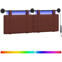 vidaXL Tête de lit suspendue avec éclairage LED, brun brillant, imitation cuir antique