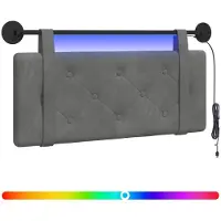 vidaXL Tête de lit suspendue avec éclairage LED, velours gris foncé