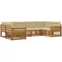 vidaXL - Ensemble de salon de jardin 6 pièces, en bois d'acacia massif, couleurs naturelles et beige