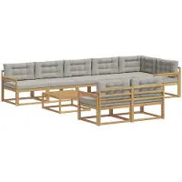 vidaXL Ensemble de canapés d'extérieur , 9 pièces, blanc et gris clair, 79 x 79 x 37 cm