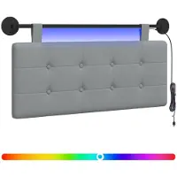 vidaXL Tête de lit suspendue avec éclairage LED, tissu gris clair