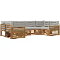 vidaXL Ensemble de canapés d'extérieur avec coussins 6 pièces Naturel et gris clair