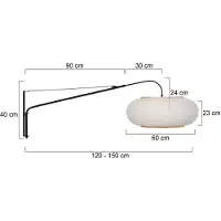 Steinhauer Lumière murale noire Silva Alba avec une teinte blanche Ø60cm