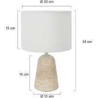 Steinhauer Lampe de table - crème blanc - Travino - plastique métal pierre textile - Ø 20cm - E27 - 4558CR - Anne Lighting