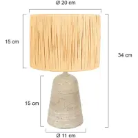 Steinhauer Pierre de lampe de table Travino avec une cagoule en paille de 20 cm Ø