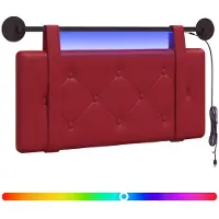 vidaXL Tête de lit suspendue avec éclairage LED, couleur bordeaux, similicuir