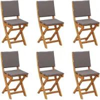 vidaXL : 6 chaises de jardin bistrot, couleur gris foncé, en bois d'acacia massif