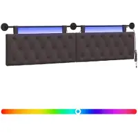 vidaXL Tête de lit suspendue avec éclairage LED, tissu marron foncé
