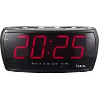 Ices Radio-réveil FM avec grand écran LED et double alarme